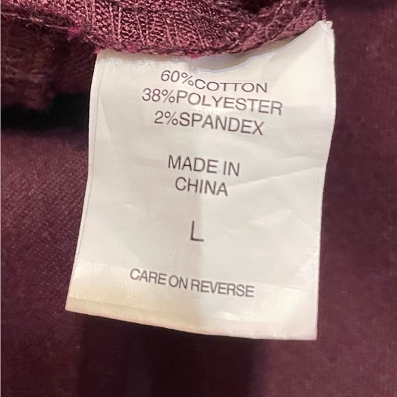 NWOT. Soho New York & Co. Jeans. Size L. High waist pull-on leggings. Burgundy. - Picture 6 of 10